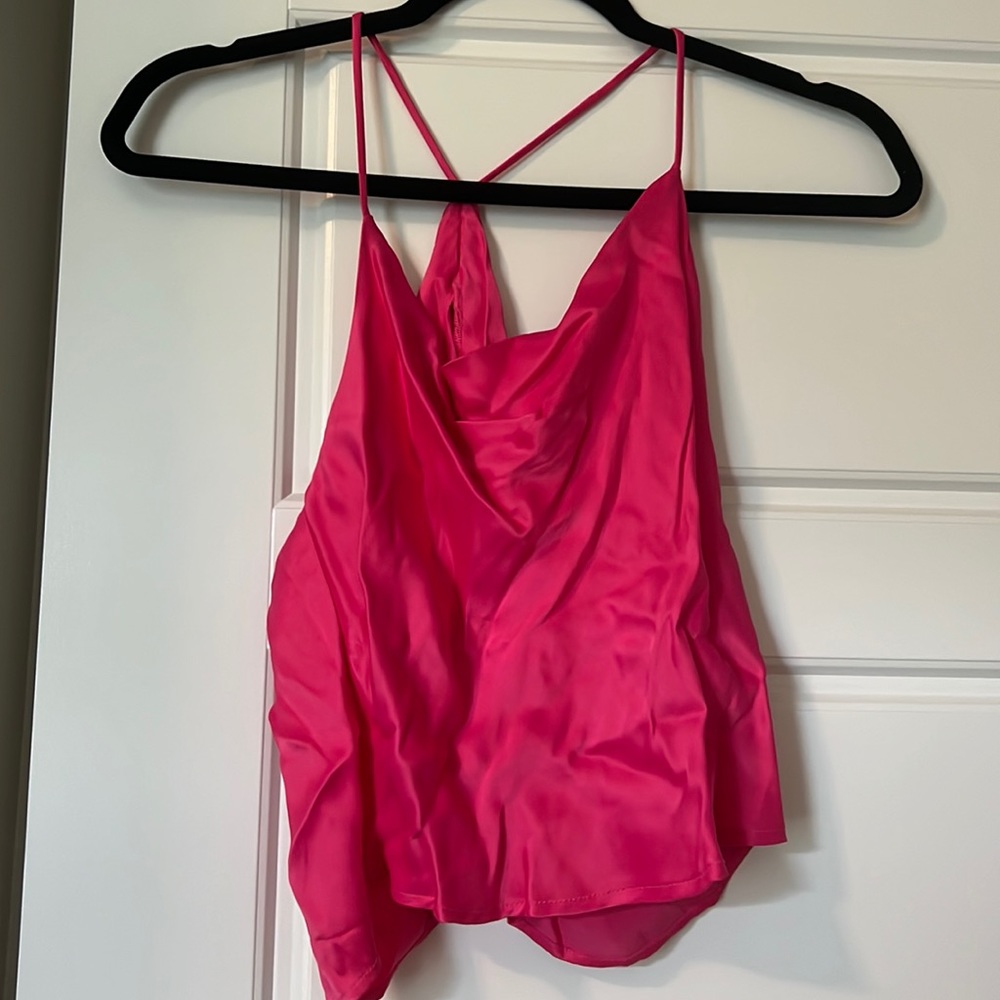 Zara Pink Silk Top with Pretty Open Back